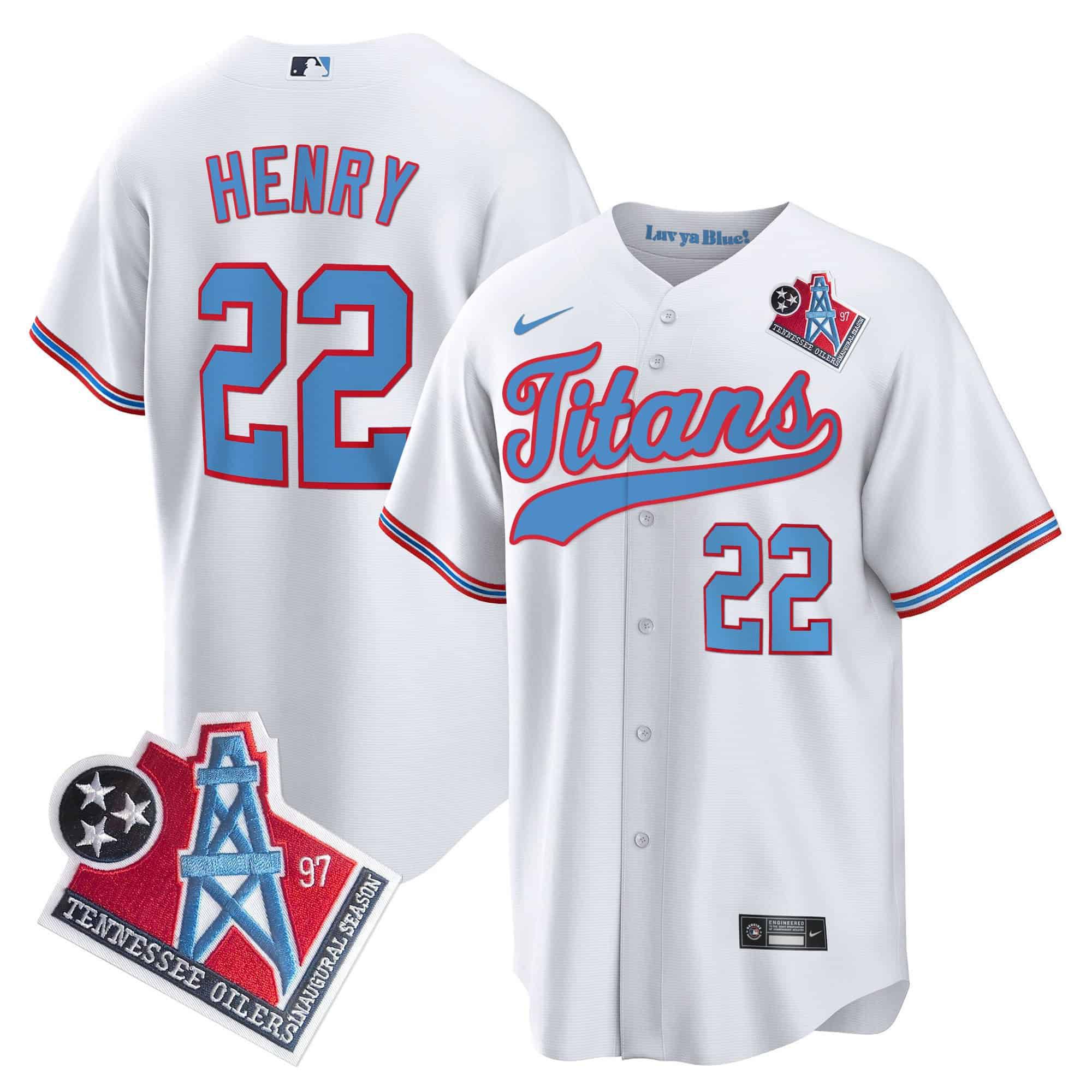 Men Tennessee Titans #22 Henry White Nike 1997 Throwback Limited Cool Base NFL Jersey